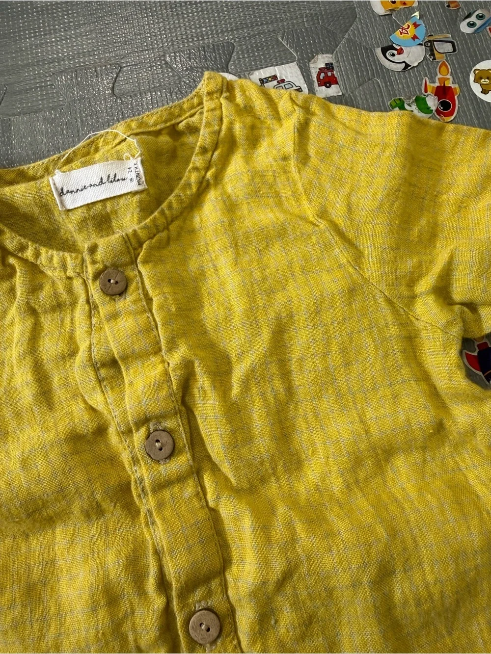 Dannie and lilou toddler yellow plaid short sleeves overalls